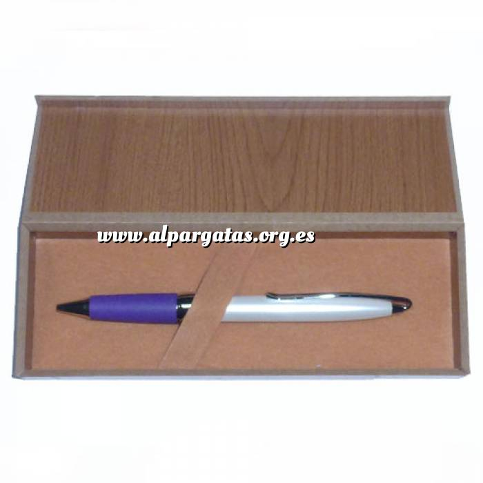 Imagen Boligrafos Boligrafo Blanco y Morado en caja de madera (Últimas Unidades) 