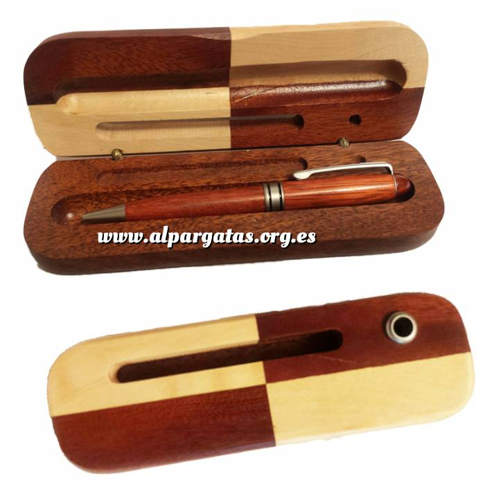 Imagen Boligrafos Bolígrafo imitacion madera Cerezo con caja de madera bicolor 